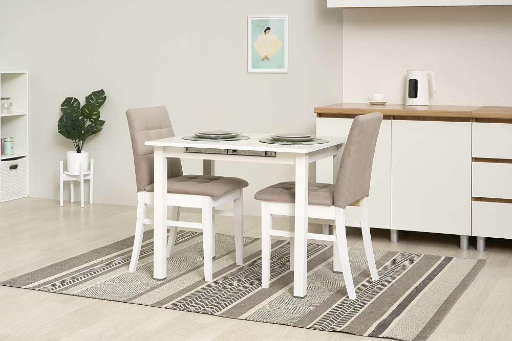 Стол обеденный раздвижной Классик белый / сосна белая