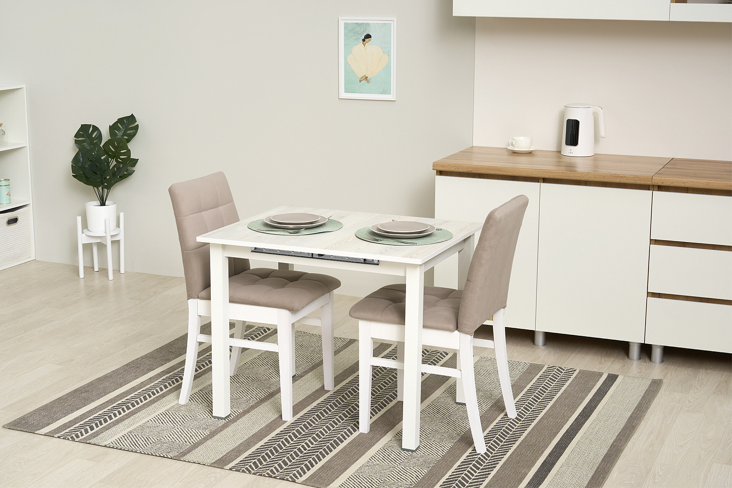 Стол обеденный раздвижной Классик белый / сосна белая