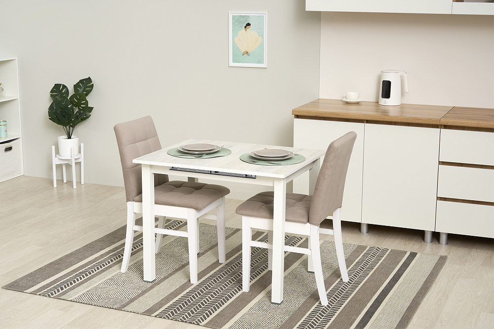 Стол обеденный раздвижной Классик белый / сосна белая