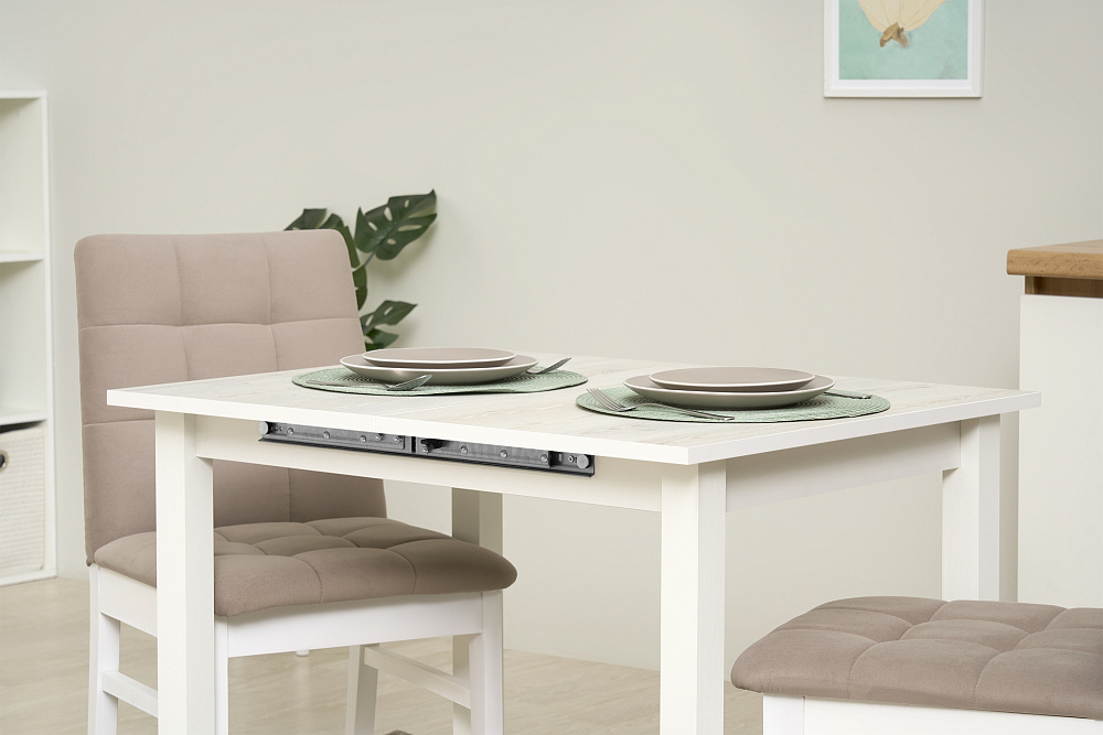 Стол обеденный раздвижной Классик белый / сосна белая