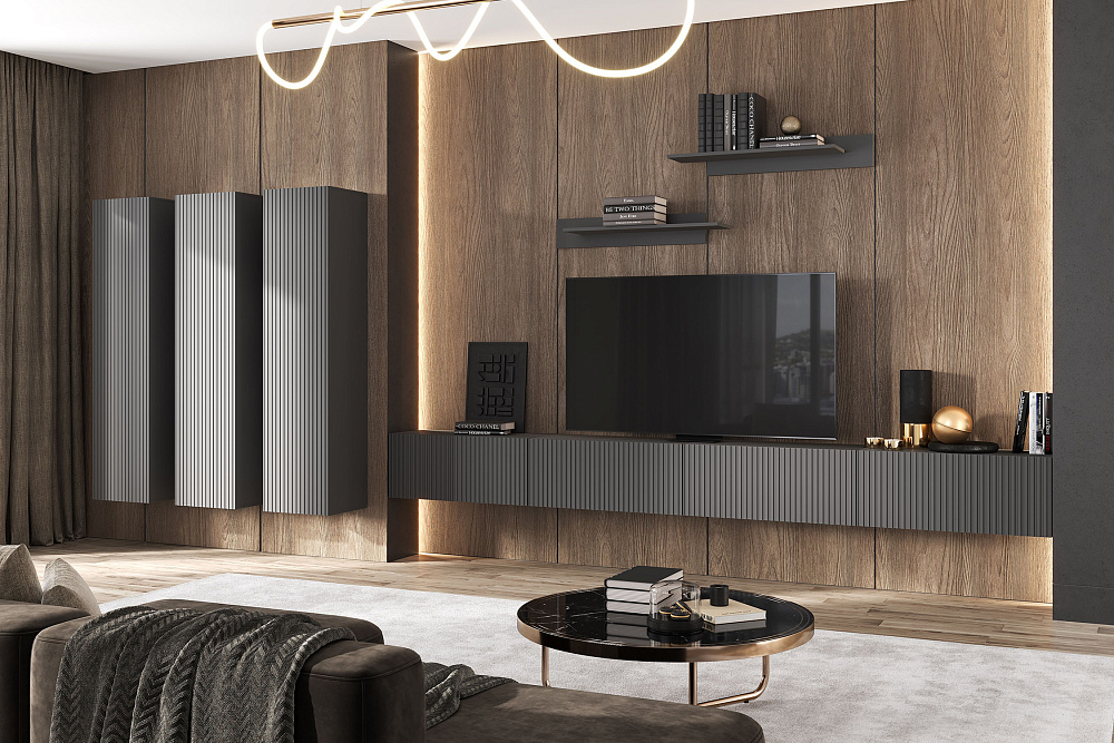 Модульная гостиная Оливия графит / графит софт