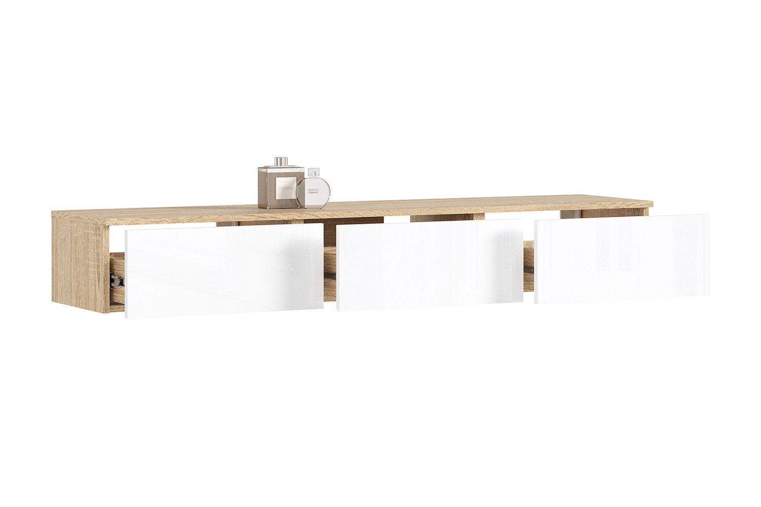 Полка навесная с ящиками Челси дуб сонома / белый глянец