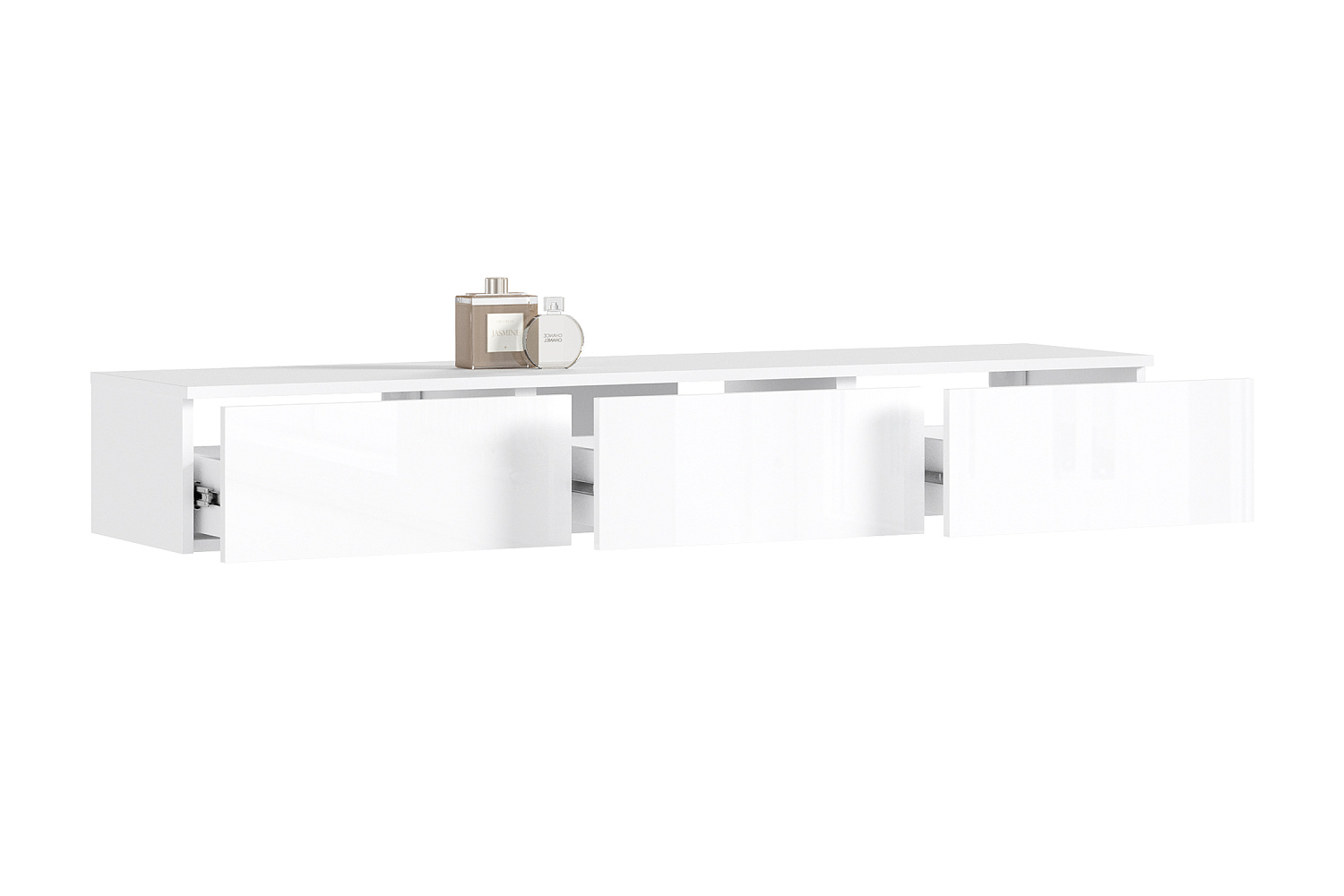 Полка навесная с ящиками Челси белый глянец