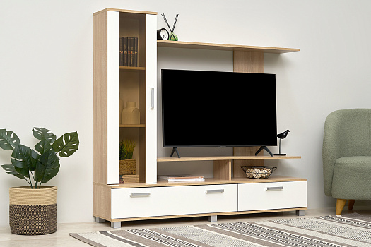 Стенка Соло-6 дуб сонома светлый / белый