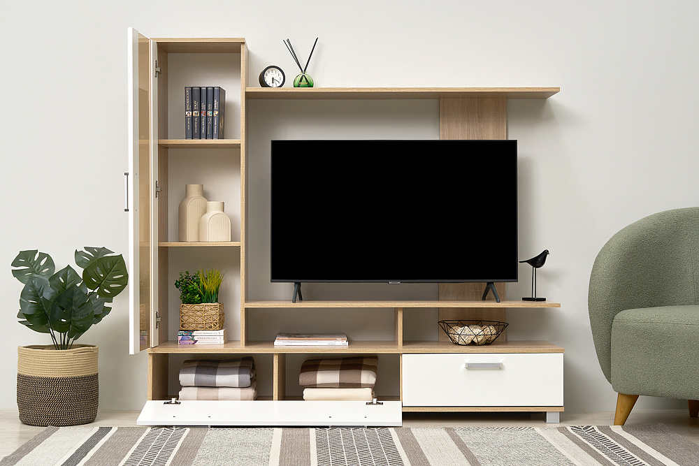 Стенка Соло-6 дуб сонома светлый / белый