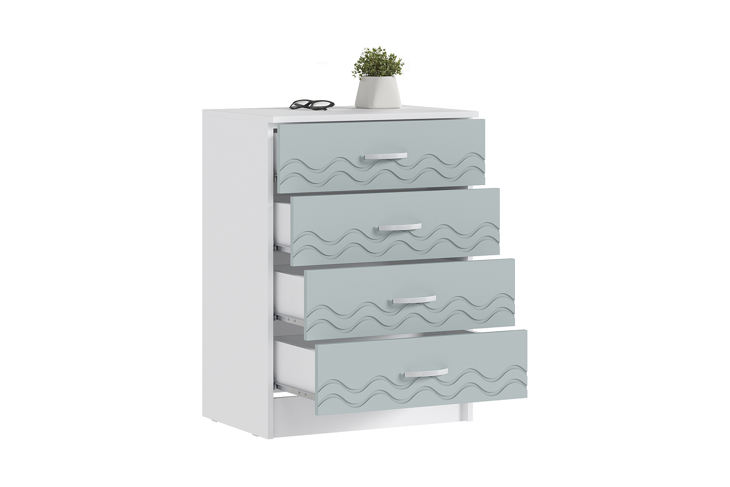 Комод Юниор-2 белый / шарли бриз