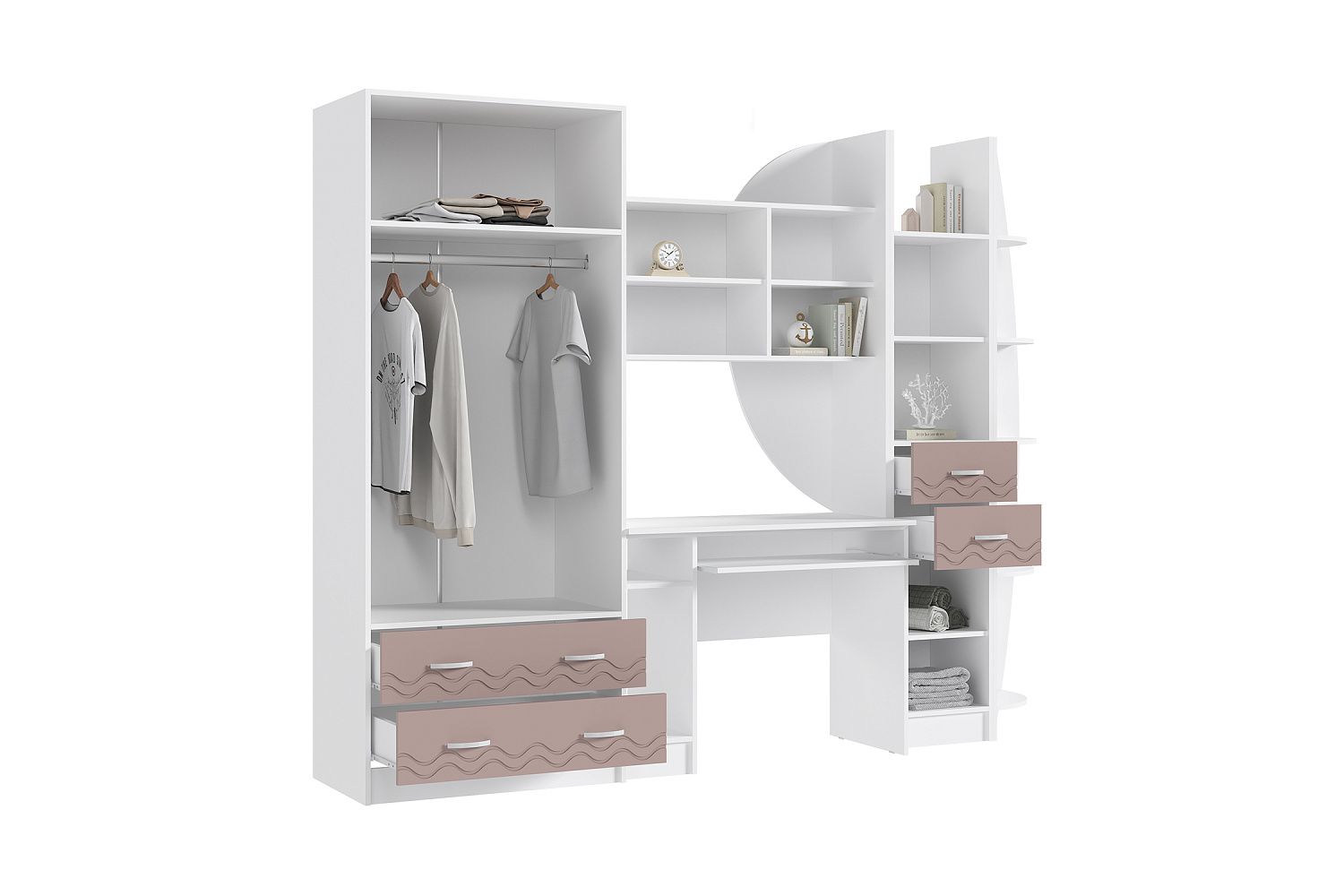 Стенка Юниор-2 белый / шарли pink