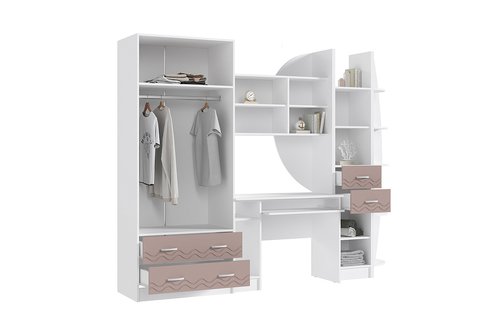 Стенка Юниор-2 белый / шарли pink