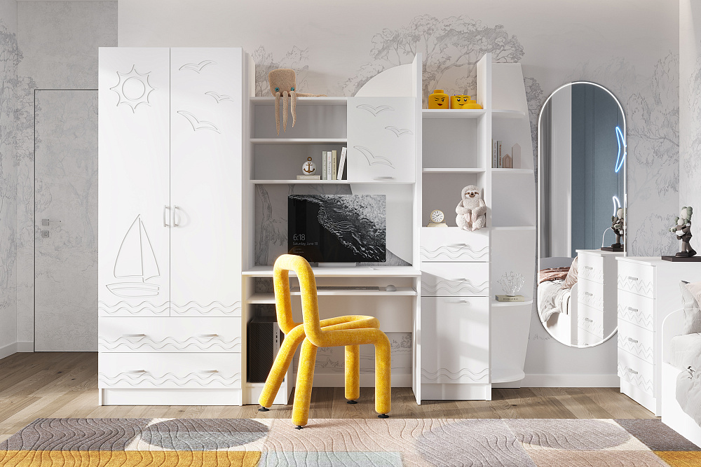 Стенка Юниор-2 белый / шарли белый