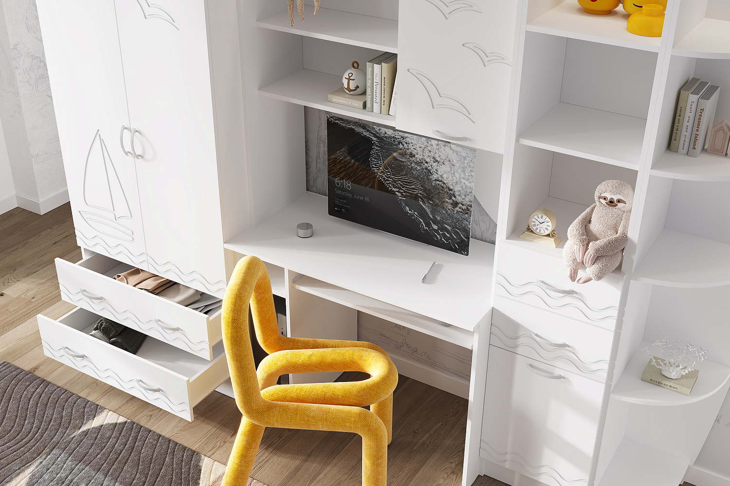 Стенка Юниор-2 белый / шарли белый