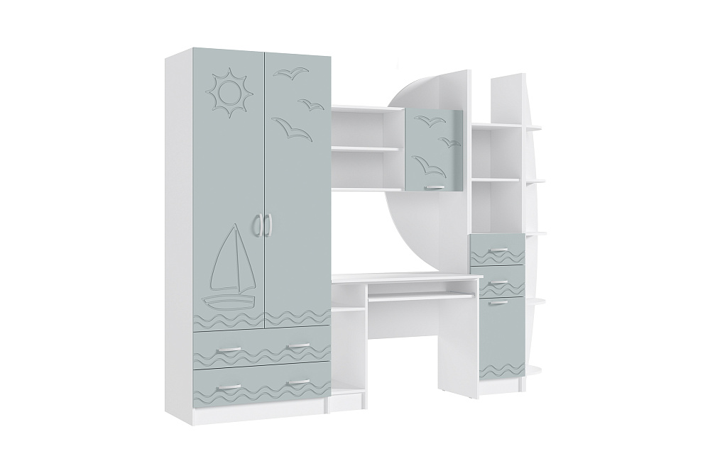 Стенка Юниор-2 белый / шарли бриз