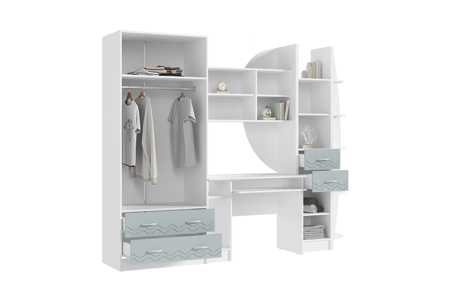 Стенка Юниор-2 белый / шарли бриз