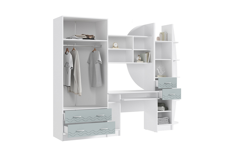 Стенка Юниор-2 белый / шарли бриз