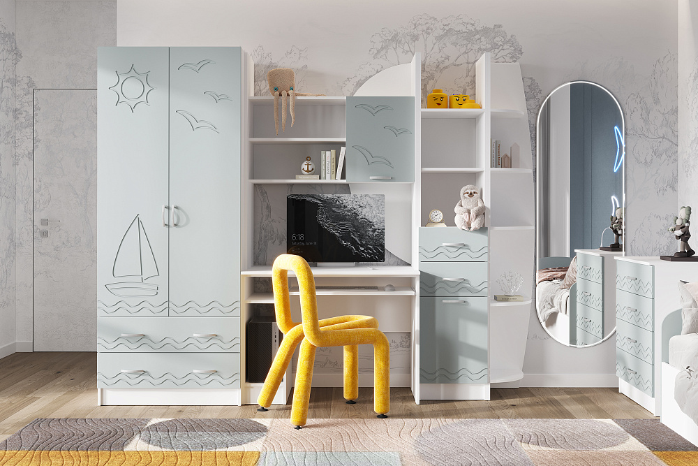 Стенка Юниор-2 белый / шарли бриз