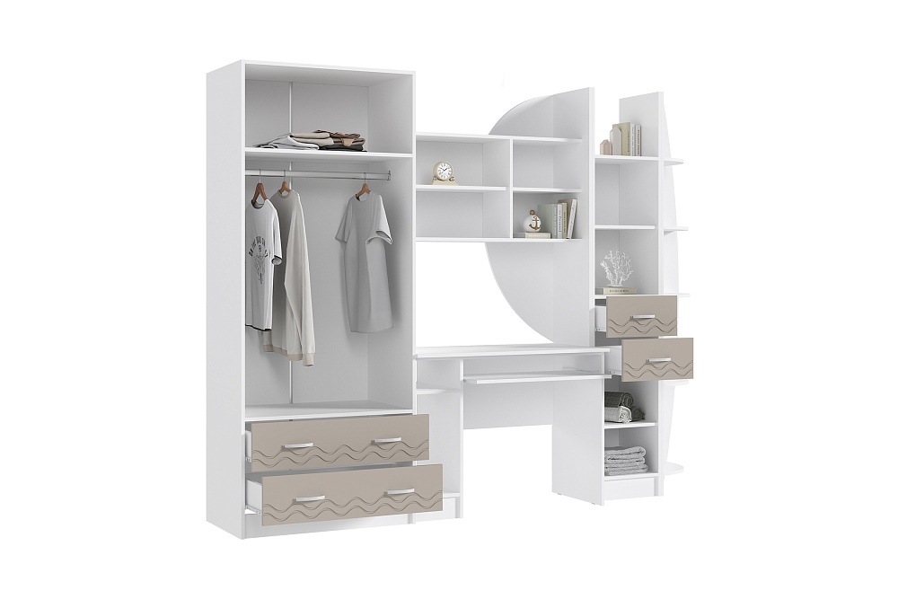 Стенка Юниор-2 белый / шарли мокко