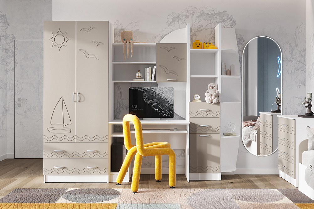 Стенка Юниор-2 белый / шарли мокко