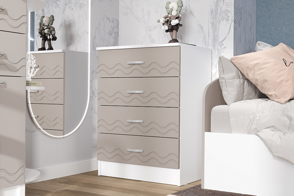 Комод Юниор-2 белый / шарли мокко