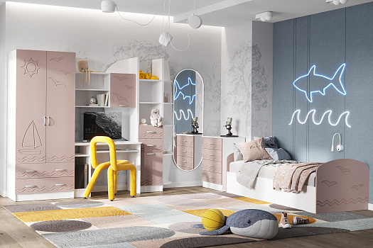 Детская Юниор-2 белый / шарли pink