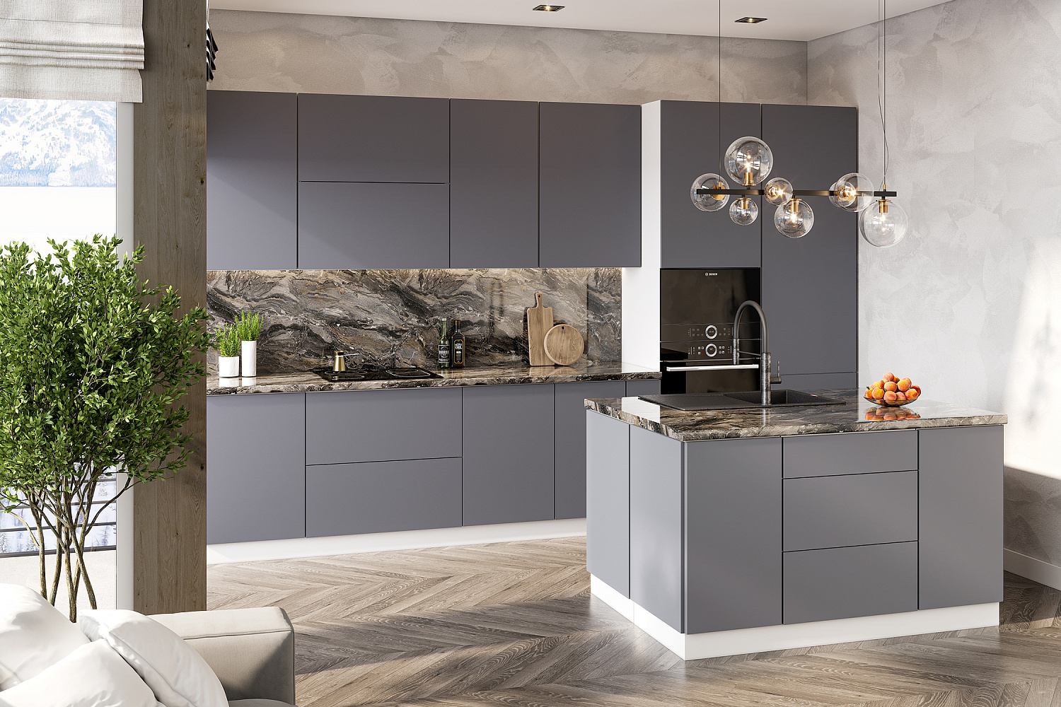 Модульная кухня Монора каменный графит