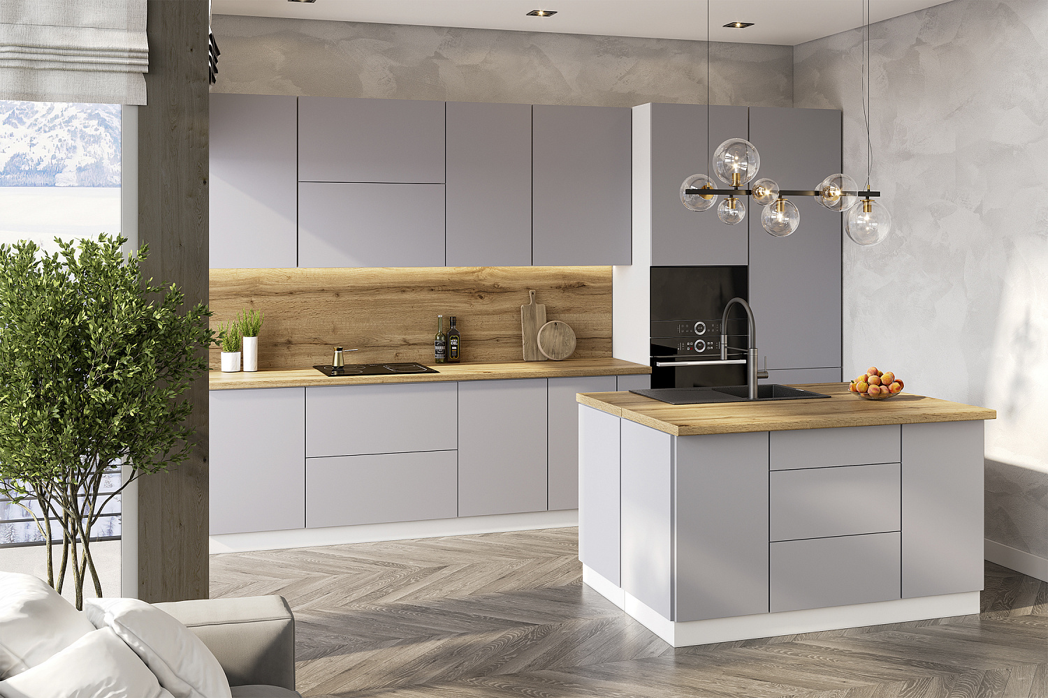 Модульная кухня Монора серая поэма