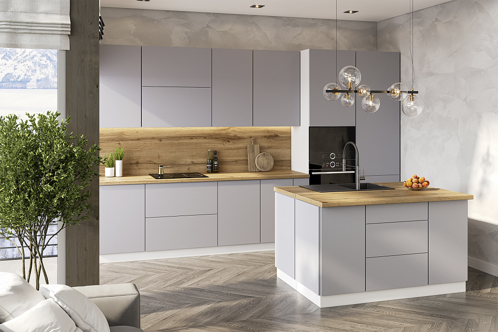 Модульная кухня Монора серая поэма