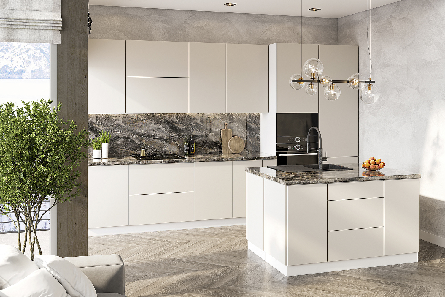 Модульная кухня Монора солнечный бежевый