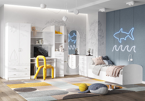 Модульная детская Юниор-2 белый / шарли белый