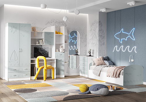 Модульная детская Юниор-2 белый / шарли бриз