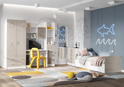 Модульная детская Юниор-2 белый / шарли мокко