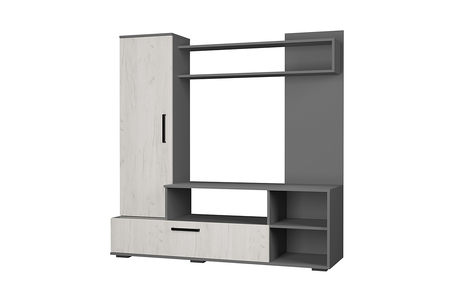 Гостиная Евро-2 графит / дуб крафт белый