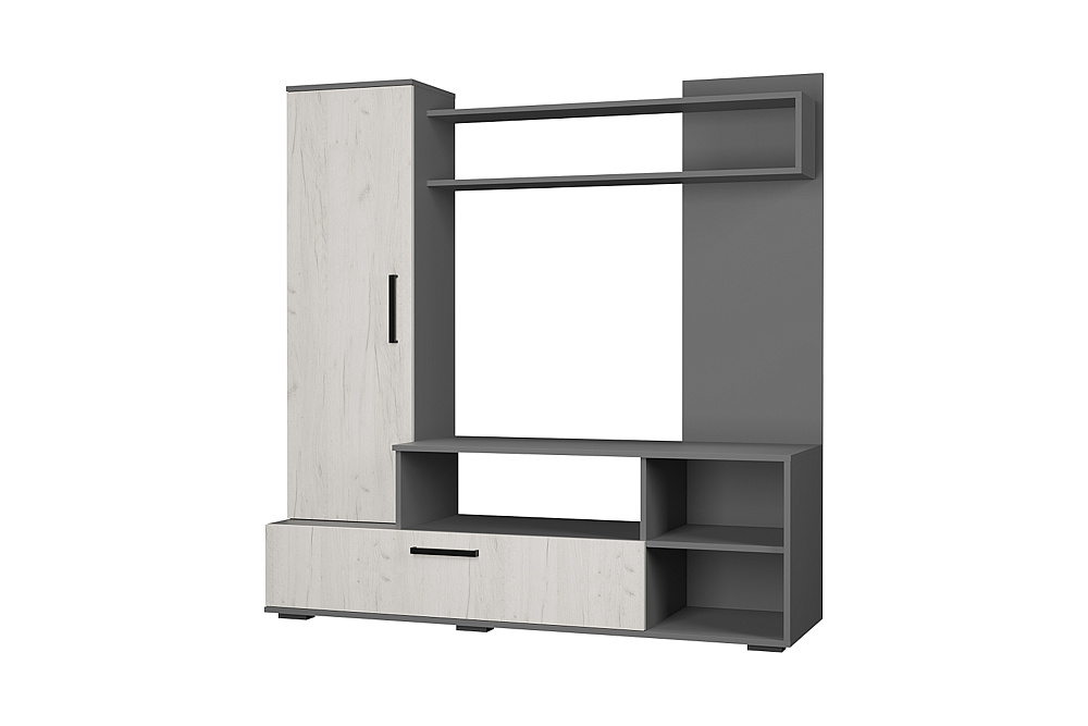 Гостиная Евро-2 графит / дуб крафт белый