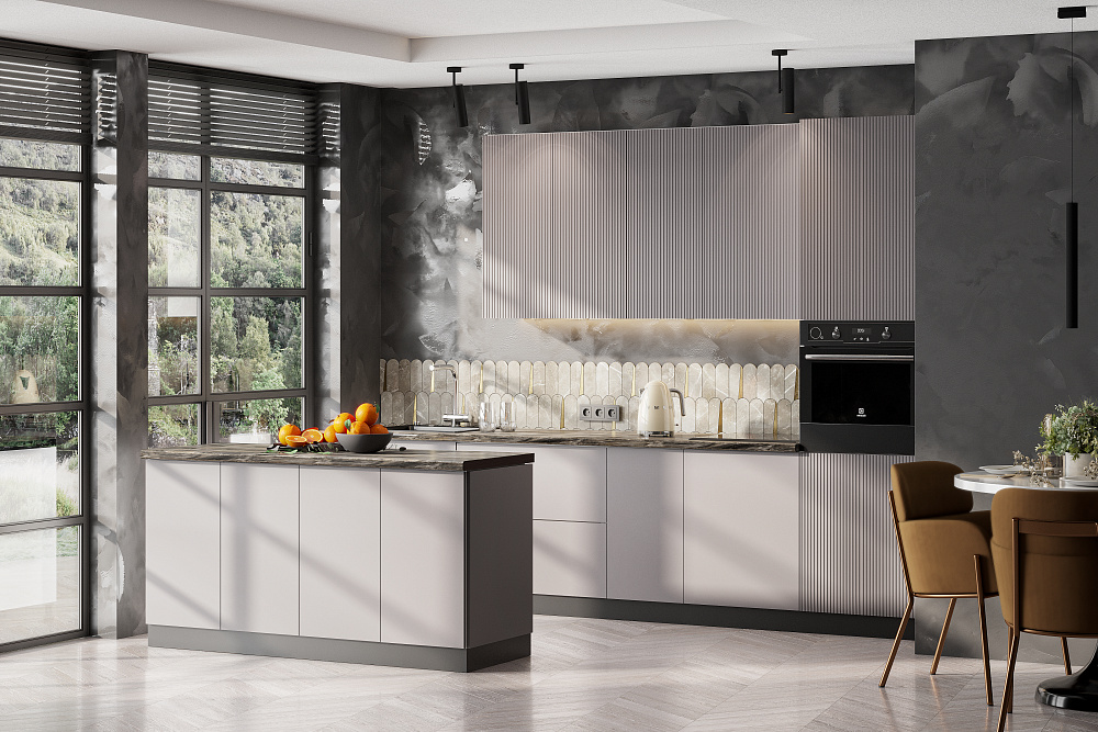 Модульная кухня Ритея серебряная вуаль