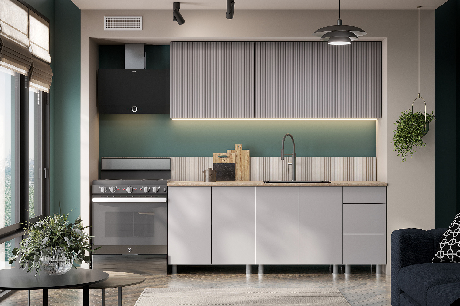 Модульная кухня Ритея серебряная вуаль