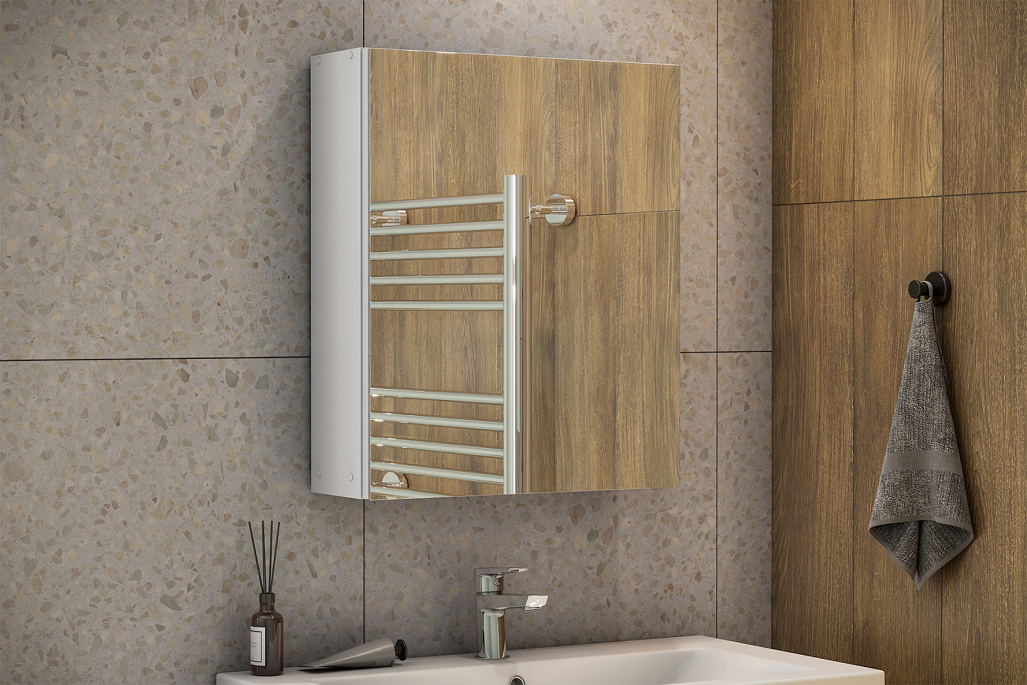 Зеркальный шкаф Океалис белый