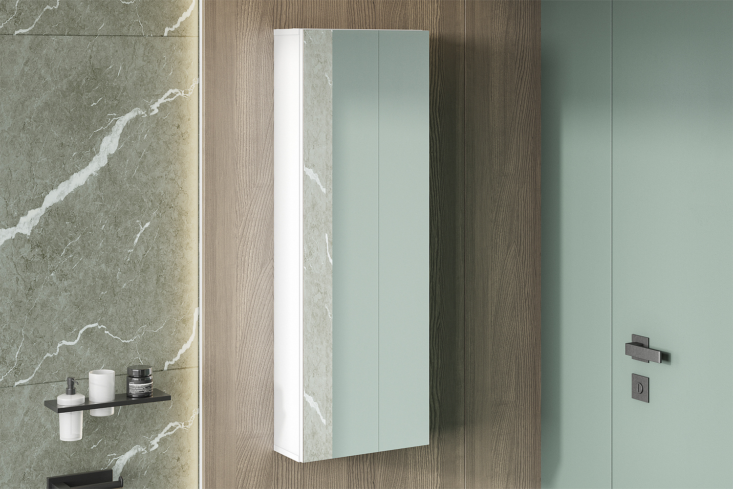 Зеркальный шкаф высокий Океалис белый