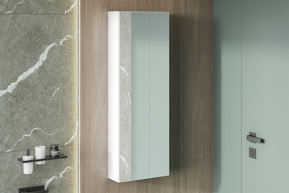 Зеркальный шкаф высокий Океалис белый