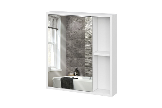 Зеркальный шкаф с полками Океалис белый