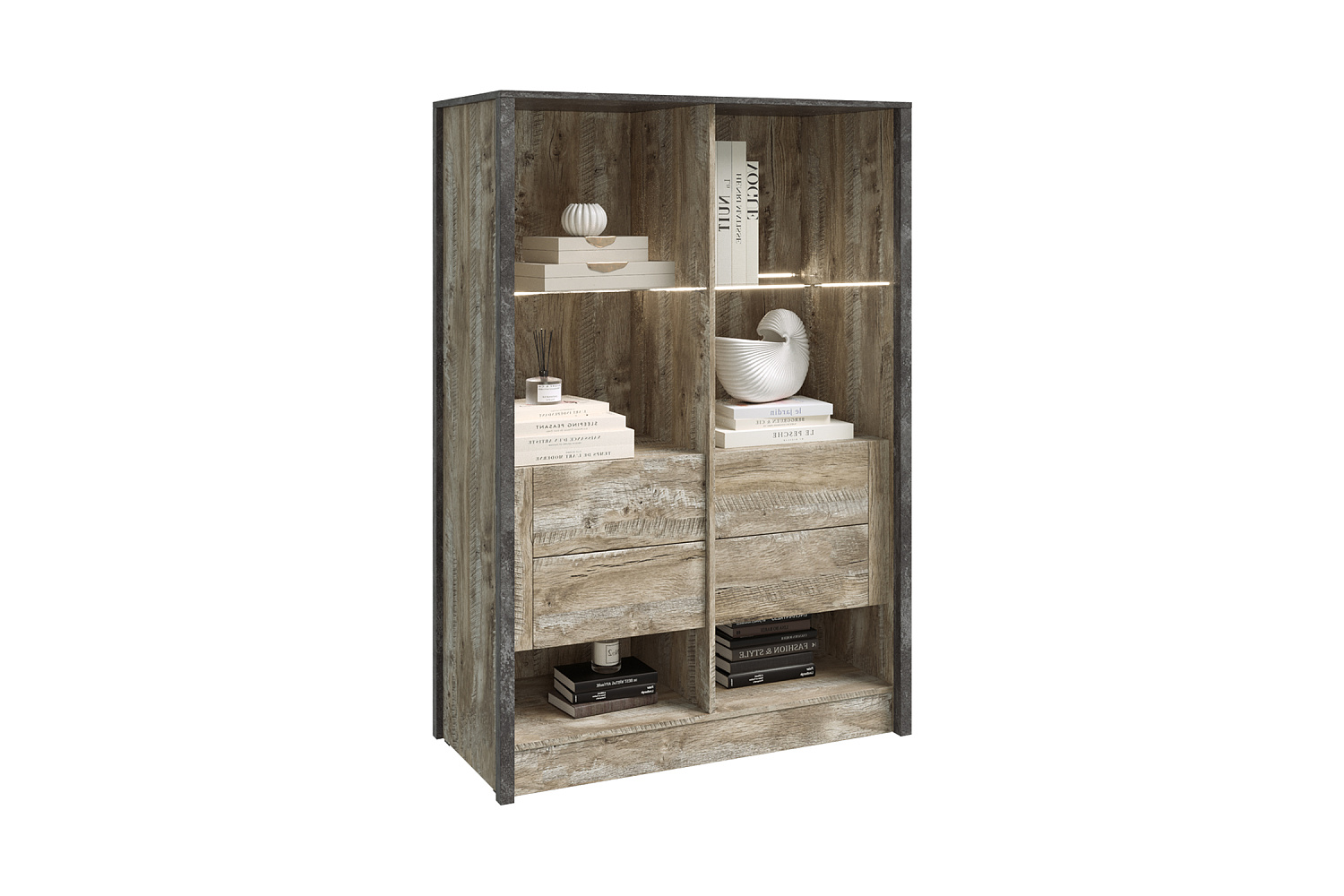 Шкаф-витрина Амели дуб юкон / бетон темный