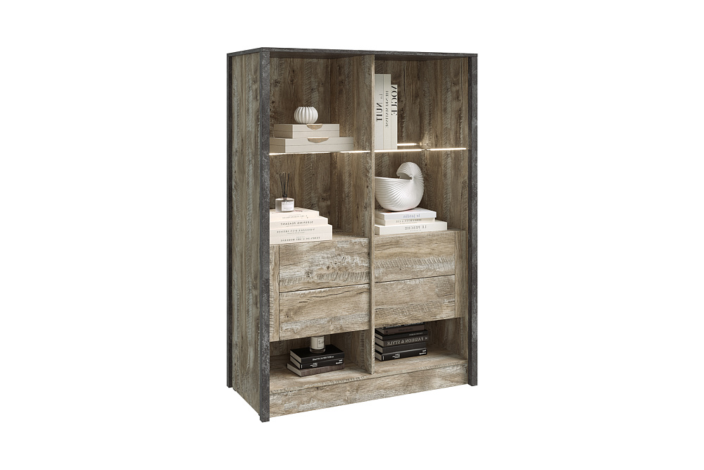 Шкаф-витрина Амели дуб юкон / бетон темный