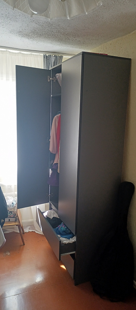 Шкаф 2-х створчатый с ящиками Эккервуд графит серый