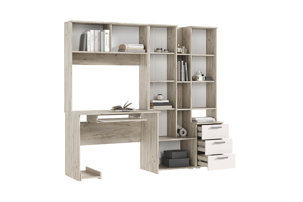 Стол компьютерный №6 дуб крафт серый / кашемир
