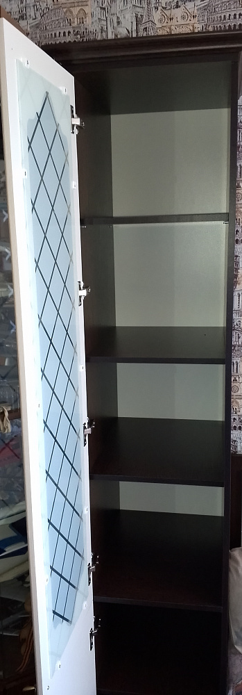 Пенал со стеклом Престиж жемчуг / венге