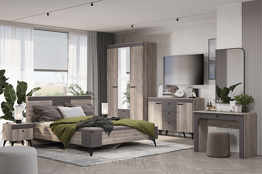 Модульная спальня Кассандра дуб смоки / серый