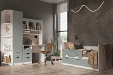 Модульная детская Юниор-4 дуб крафт белый / шарли бриз
