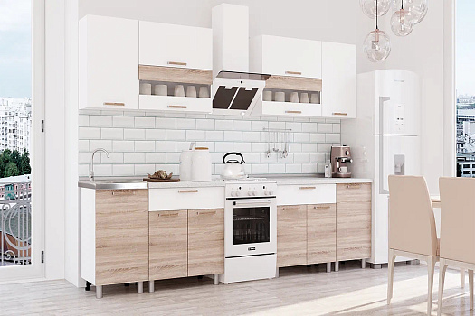 Кухня Айсбери 2.4 м белый / дуб сонома