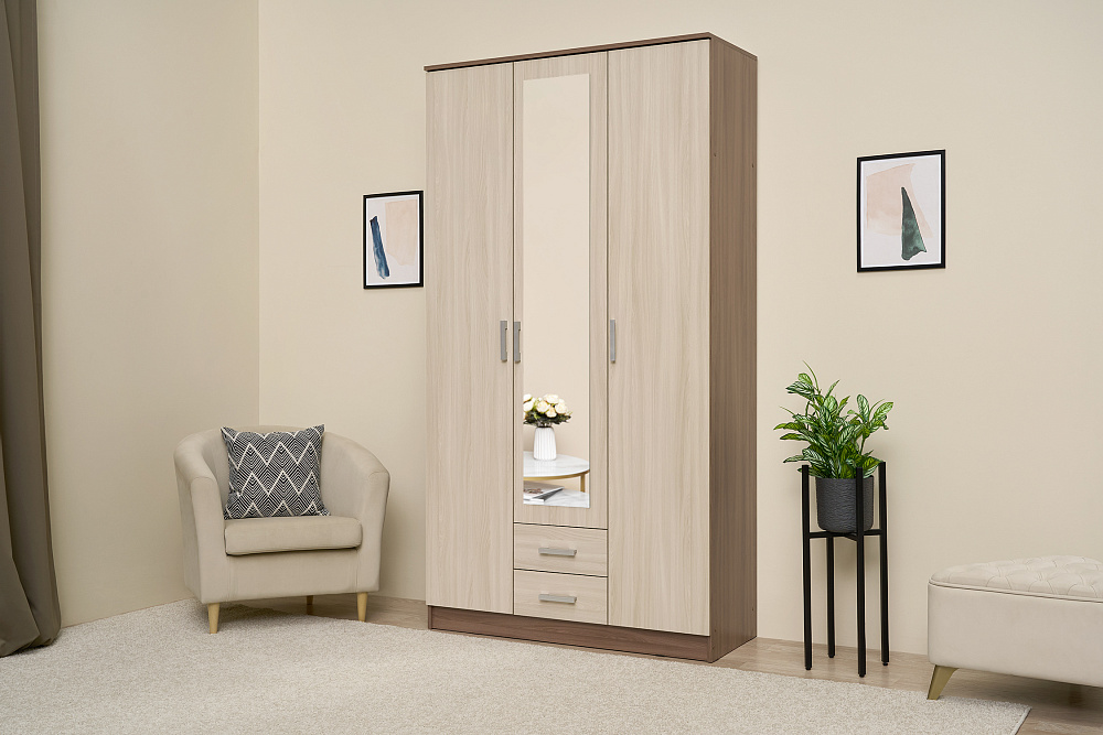 Шкаф Трио ясень шимо темный / ясень шимо светлый