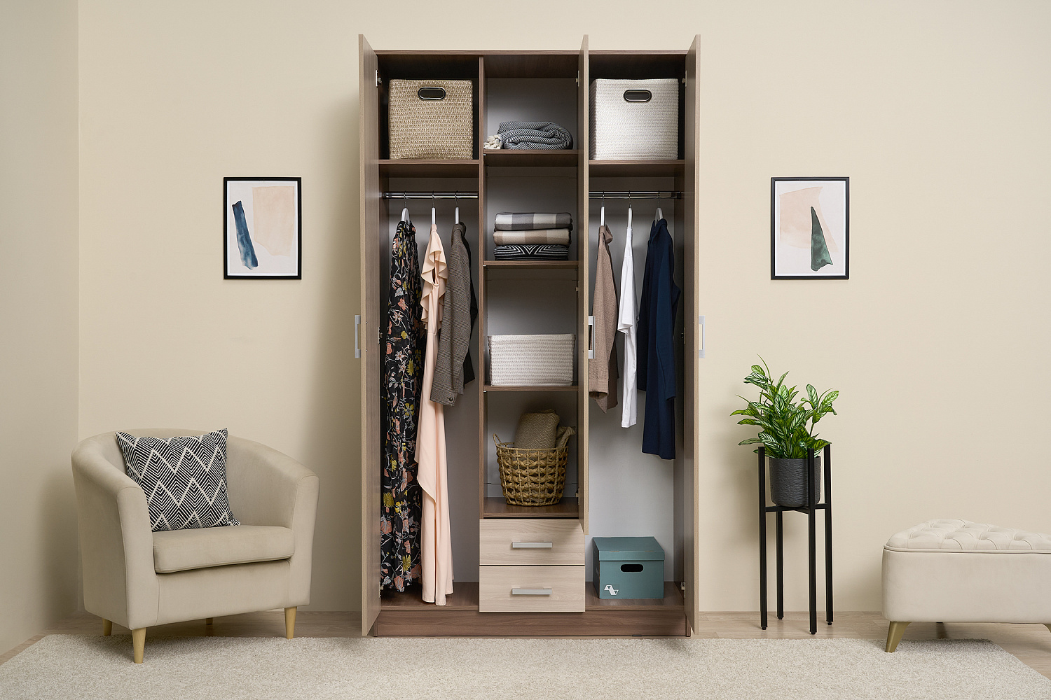 Шкаф Трио ясень шимо темный / ясень шимо светлый