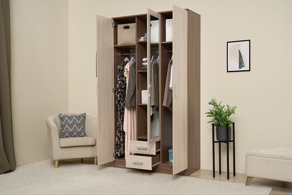 Шкаф Трио ясень шимо темный / ясень шимо светлый