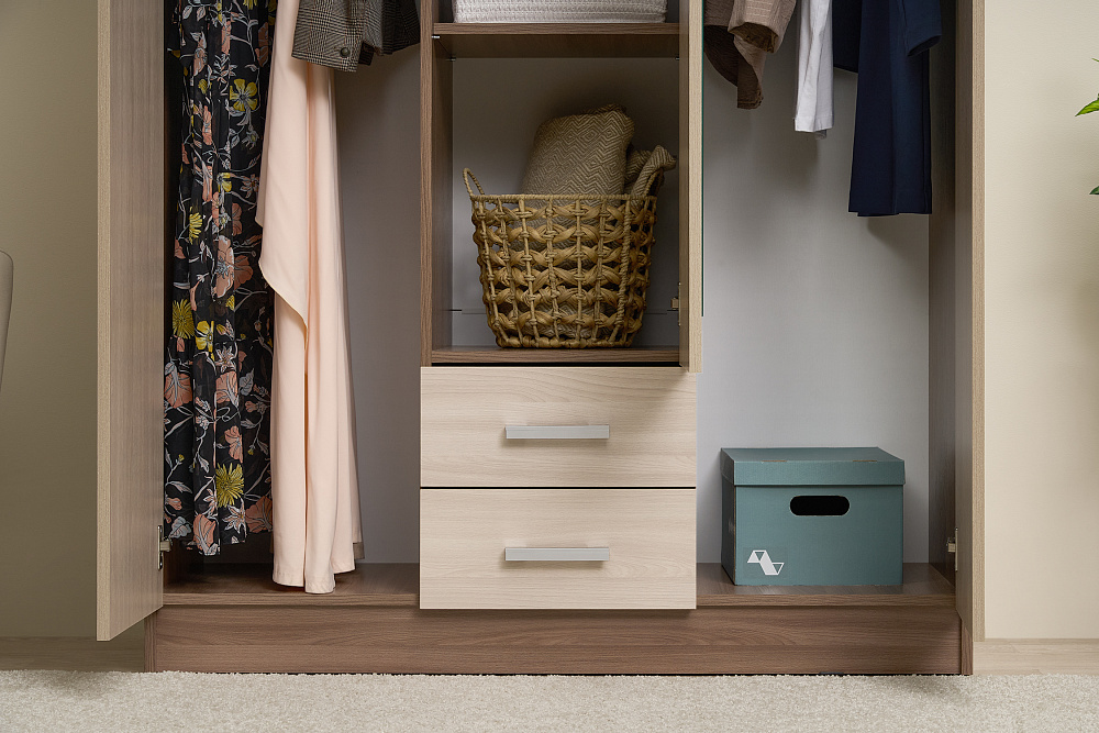 Шкаф Трио ясень шимо темный / ясень шимо светлый