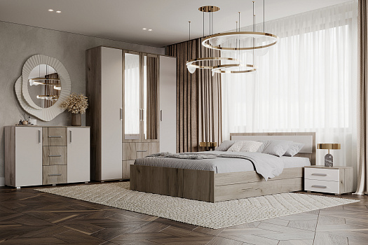 Спальня Фиеста New №4 дуб крафт серый / кашемир